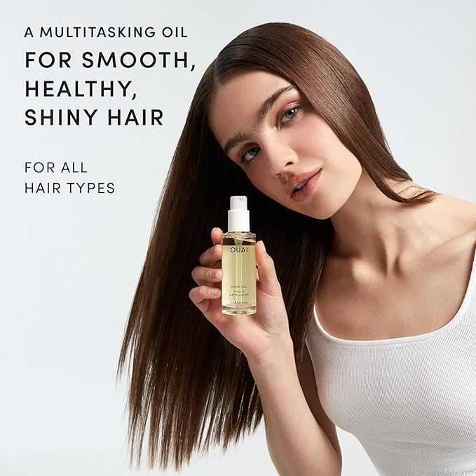 OUAI Hair Oil Travel Size - Hair Heat Protectant Oil for Frizz Control - Adds Shine and Smooths Split Ends - Color Safe Formula - Paraben, Phthalate and Sulfate Free (0.45 oz)