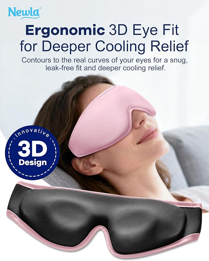 Upgraded Cooling Gel Eye Mask for Puffy Eyes: Larger Full-Eye Cover Design for Ice Cooling Relief, Reusable Cold Compress for Dark Circles, Eye Bags, Fatigue & Migraine(Pink)