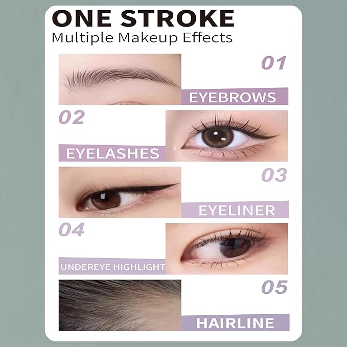 Waterproof Eyebrow Pencil with 2 Tip, Microblading Eyebrow Pencils for Women, Waterproof and Last All Day Thin Brow Pencil with Precise Tip for Natural and Hair Like Brows, Soft Ash Black
