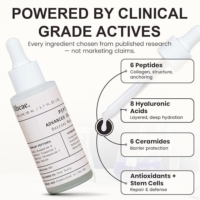 PEPTIBIO-5 Scalp Serum with 6 Peptides, 8 Hyaluronic Acids, 6 Ceramides, Antioxidants & Plant Stem Cells - Ideal for Deep Scalp Treatment & Itchy Scalp Relief for Healthy Hair Growth