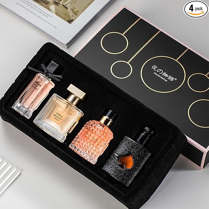 Women's Perfume Set: 4 Floral and Fruity Fragrances in a Gift Box, 105(25ml x3 +30ml) ml Total (3.5oz). Perfect for Gifting or Personal use, Elegant and Timeless Scents for any Accasions