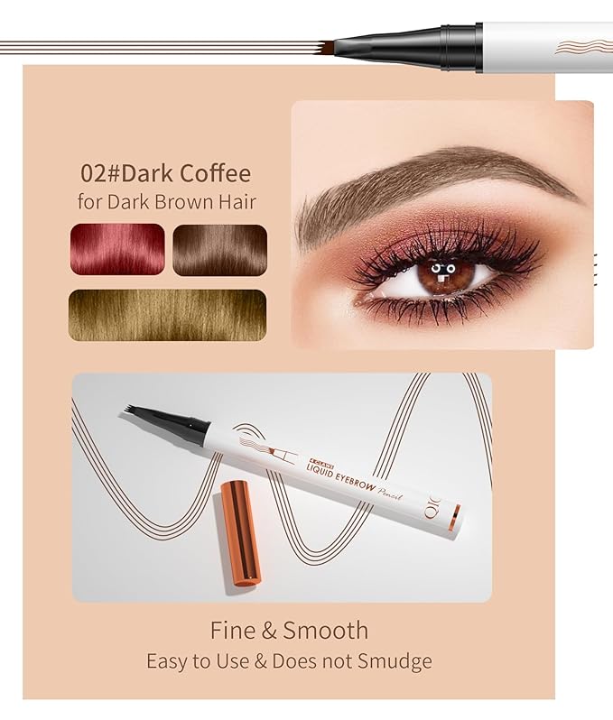 2 Pcs Microblading Eyebrow Pen, 2026 Upgraded 3D Waterproof 4-Tip Eyebrow Pencil, Natural Makeup Long-Lasting Fine Stroke Magic Eyebrow Pencil for Women Stay on All Day (Dark Brown(2 Pcs))