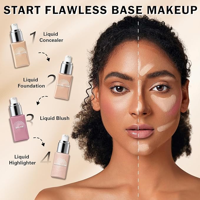 IONSGAKO Liquid Highlighter Makeup, Cream Glassy Highlighter for Face Natural Glow Finish Illuminator Buildable Long Lasting Illuminating Glow Makeup - 01 Light Glow