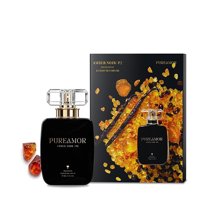 PUREAMOR Pheromone Perfume for Women, Amber Noir Extrait de Parfum - Long Lasting Vanilla Amber Scent, 30% High Concentration, Full Size Fragrance Spray, 1.0 oz / 30 ml