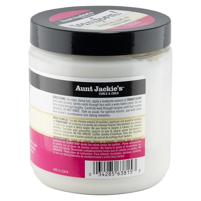 Aunt Jackie's Curls and Coils Transform Hydrating Leave-In Creme Conditioner for All Hair Types and Textures,15 oz,(Pack of 2)