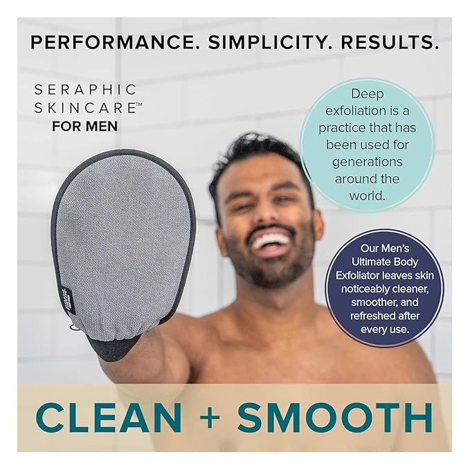 Seraphic Skincare Ultimate Body Exfoliating Mitt for Body, Exfoliating Glove & Body Scrubber for Shower Use, Deep Body Exfoliation, Dead Skin Removal & Self Tanner Washcloth
