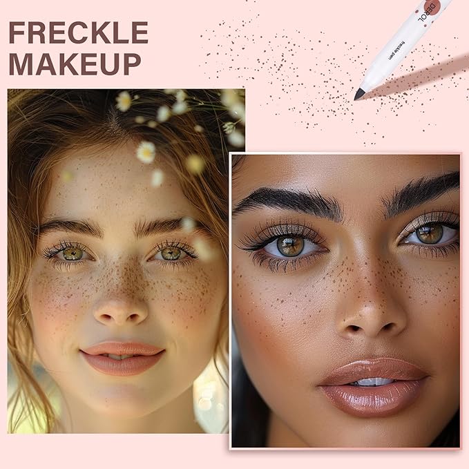MARBUROLY Natural Freckle Nude Warm Blush Makeup Kit- Liquid Fake Freckle Air Cushion, 2 Colors Freckle Pen, Powder Cushion Blush, Waterproof Long Lasting Freckles Marker for Cheek