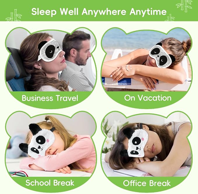 my novel things Cooling Eye Mask and Plush Sleep Mask for Woman 2PCS, Cute Animal Sleeping Mask Soft Blindfold Cold Warm Eye Compress Gifting for Home Spa, Office, Morning Refreshment, Travel
