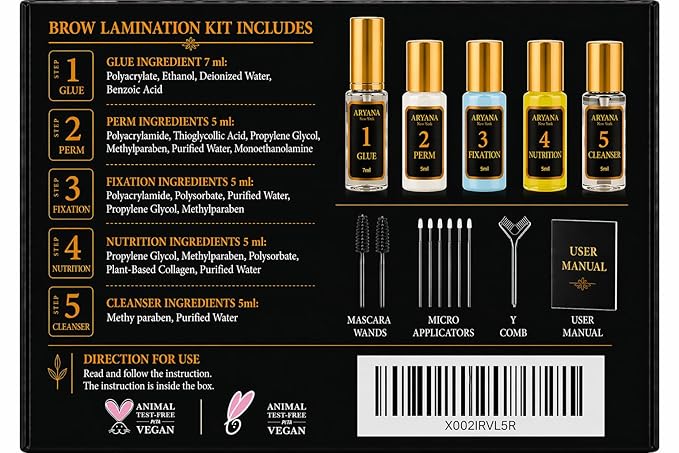 ARYANA NEW YORK Eyebrow Lamination Kit | Brow Lift Kit | At Home DIY Brow lamination | Instant Professional Lift For Fuller Eyebrows | Brow Brush And Micro Brushes Added