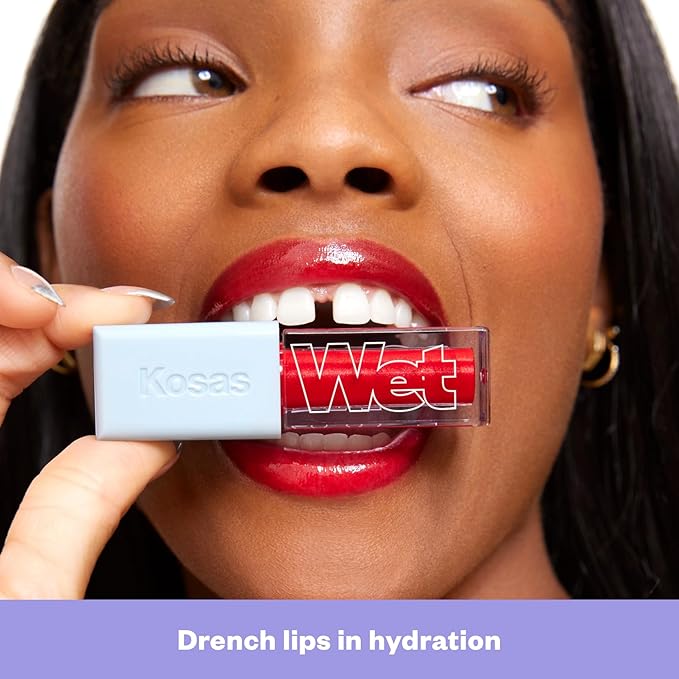 Kosas Wet Lip Oil Gloss - Hydrating Lip Plumping Treatment with Hyaluronic Acid & Peptides, (Jaws)