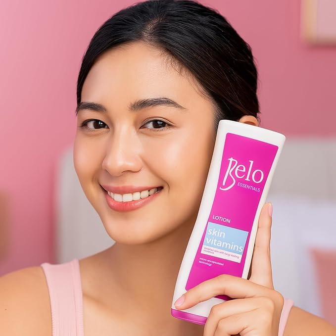 Belo Essentials Body Lotion with Skin Vitamins Lightweight Formula Quick Absorb Soft Texture for Daily Skincare - 200ml