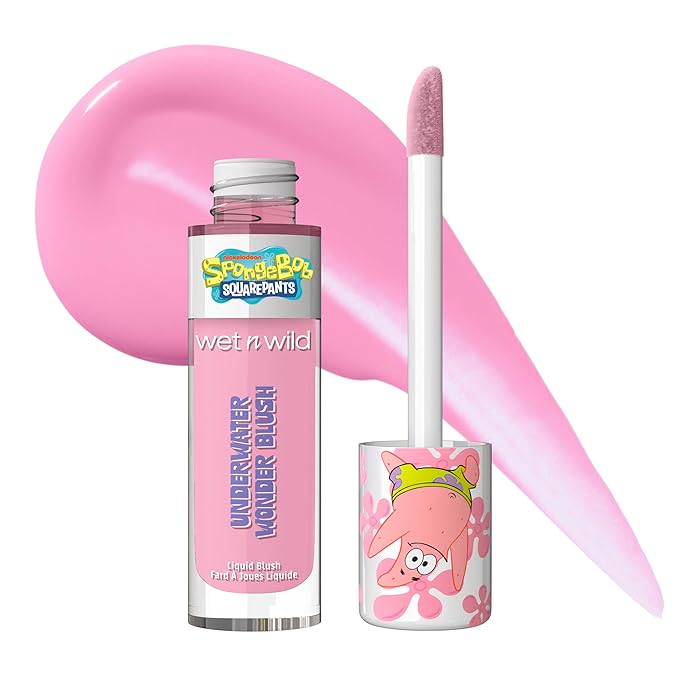 wet n wild SpongeBob Underwater Wonder Liquid Blush, Buildable Shimmery Gel Formula with Seamless Blend & Matte Finish – Rock Star