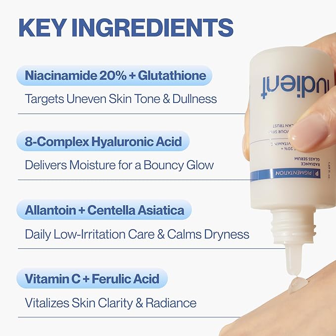 Radiance Glass Serum - 20% Niacinamide & Glutathione, Vitamin C Serum for Face, Dark Spot Corrector, Even Skin Tone & Glass Skin Korean Skin Care for Dark Spots (1.69 fl oz)