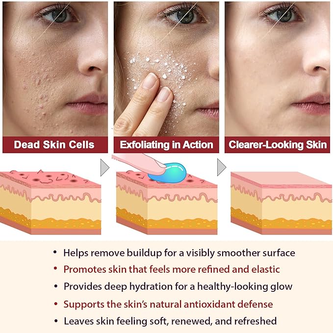 White Rice Exfoliant, White Rice Peeling Glow Ampoule, Peel Shot Glow Exfoliating Face Serum, Korean Skin Care Soft Exfoliating Body Scrub Dead Skin Cells, Blackheads Remover For All Skin Types 100ml