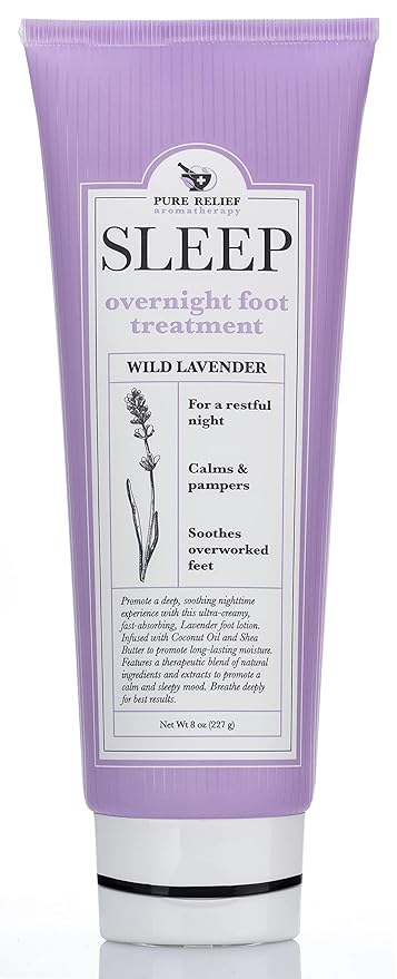 Pure Relief Relaxing Foot Lotion Moisturizer Cream For Dry Feet – Lavender Foot Care Cream W/Shea Butter, Aloe, & Coconut Oil – W/Soothing Scent, Pedicure Supplies, 8 Oz