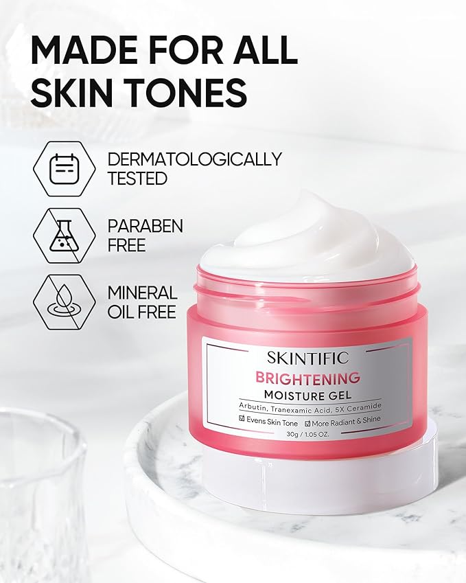 SKINTIFIC Niacinamide Brightening Cream, Radiant Glow, Fade Dark Spots, Evens Skin Tone Moisturizer for Oil and Acne-prone Skin, Non-Sticky, 1fl.oz / 30g