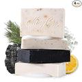 Mary Case Variety Bar Soap Set of 4 | Charcoal, Pine Tar, Sea Salt & Lemon | Natural Soap with Olive & Coconut Oils | Vegan Bath Soap for Men & Women | Hydrating & Nourishing Skin