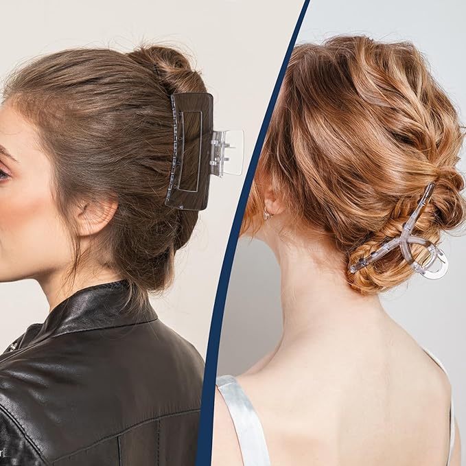3 Pcs Clear Hair Clips For Women, Non-Slip Claw Clips, Transparent Large Claw Clips For Thick Hair Curly Hairstyle, Suitable For All Kinds Of Hairstyle Decoration