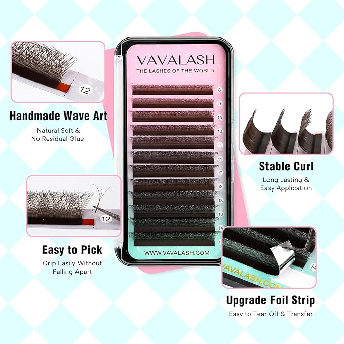VAVALASH Brown W-shaped Eyelash Extension 3D 0.07 D Curl Volume Lash Extensions Matte Brown W Lashes(Brown-W-3D-0.07-D-8-15mm）