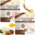 BLOOMORA Moisturizing Hand & Foot Mask Set with Shea Butter, Jojoba Oil & Vitamin E, Foot Mask for Dry Cracked Feet & Hand Moisturizer Gloves, 6 Hydrating Socks, 6 Moisturizing Gloves (6 pairs each)