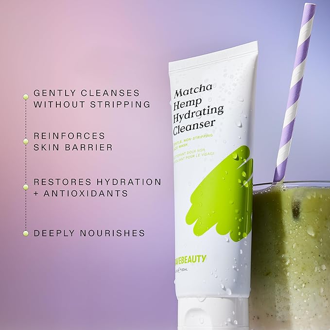 KraveBeauty Matcha Hemp Hydrating Cleanser for Dry or Sensitive Skin, Gentle, Non-Stripping Face Wash with Matcha, Hemp Seed Oil & Glycerin, Fragrance Free, 120ml