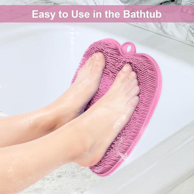 BESKAR Shower Foot Scrubber Mat with Non-Slip Suction Cups, Foot Spa Brush for Cleaning & Exfoliating Your Feet No Bend, Foot Points Reflexology Mat for Relax Your Feet