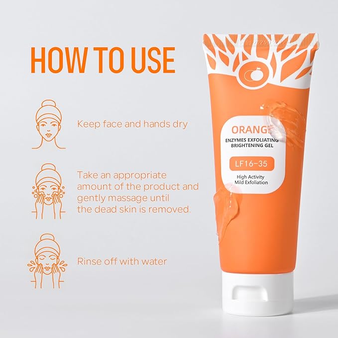 Orange Exfoliating Gel for Face and Body, Deep Clean Pores, Remove Blackheads, Exfoliating Moisturizing Facial Scrub Exfoliator Natural Orange Peeling Gel for All Types Skin-2 PCS