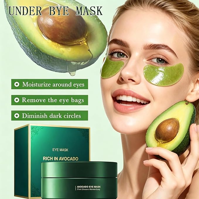 Lingyun 60 Pcs Avocado Under Eye Patches for Tired Eyes – Nourishing Eye Treatment Masks, Moisturizing for Dark Circles, Puffiness, Fine Lines & Dry Skin