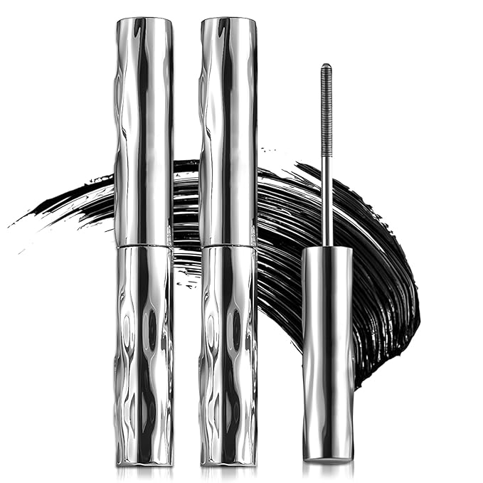 Metal Wand Mascara, 2026 New Waterproof Iron Mascara for Volume and Length, Long Lasting Curling Tubular Eyelash Primer, Brushless Tubing Mascara for Natural and Non-smudged Eyelash (Black * 2)