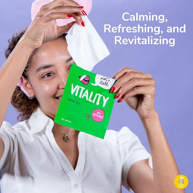 FACETORY K Beauty Face Mask Skin Care - LET'S TALK VITALITY FIRMING Sheet Mask with Pomegranate & Shea Butter | Firming Mask with Antioxidants, Plump & Hydrate (10 Pack)