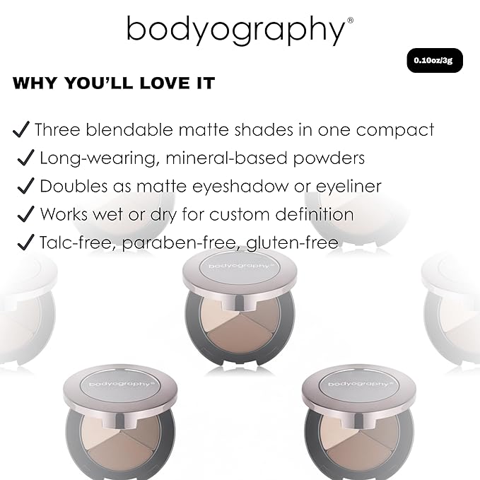 Eyebrow Powder Trio – 3-Shade Brow Palette for Defining, Filling & Shaping Brows | Blendable, Long-Lasting Brow Powder Kit for Natural to Bold Looks