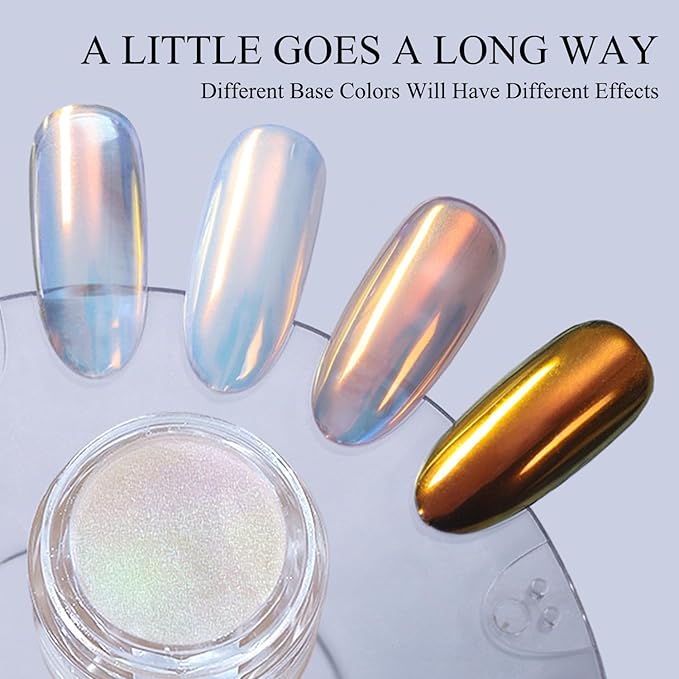 Unicorn Chrome Nail Powder Sunset Glow Mirror Effect Lemon Glow Mermaid Nail Glitter Pigment Powder Aurora Gold Chrome Powder for Nails Design Manicure Nails Supplies