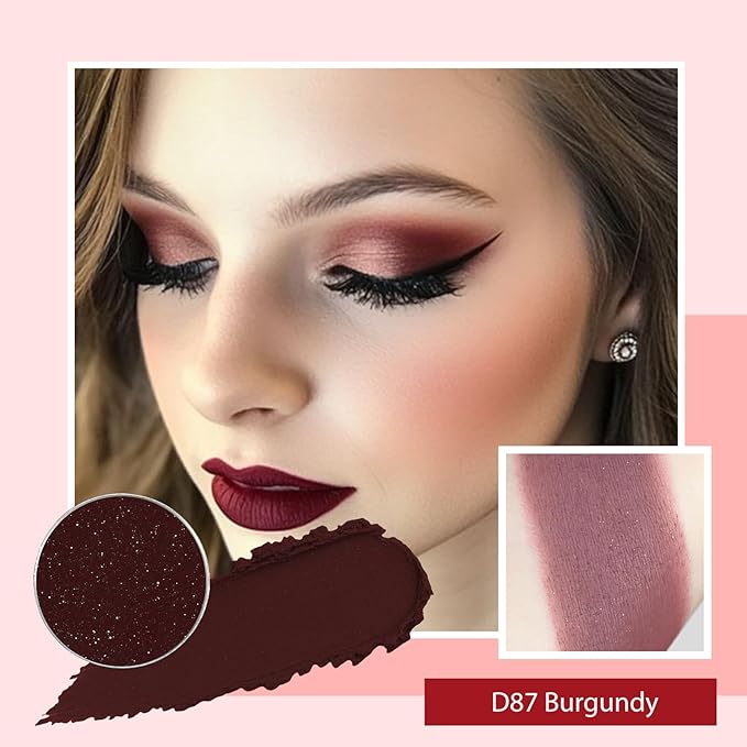 Refillable Eyeshadow Palette - Matte/Glitter/Duo-Chrome Pressed Powder & Cream Formula, Neutral/Shimmer/Smokey Multichrome, Travel-Friendly Iron Pan Refills (ShImmer, D87)