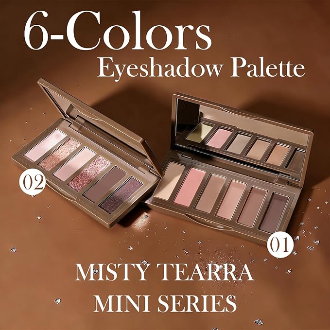 6 Colors Matte Eyeshadow Palette, Neutral Nude Eye Shadows with Mirror, Mini Travel Size Blendable Powder Shades, Highly Pigmented Long Lasting Makeup Palette for Daily Use