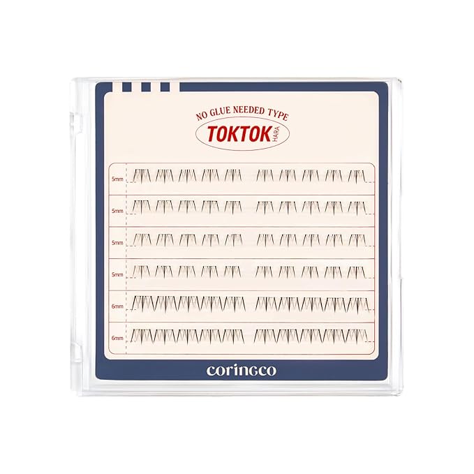 CORINGCO Toktok Hara Light Self Adhesive False Eyelashes, Natural Look, No Glue Needed, Assorted Set of 9/10/11mm, Reusable Lash Clusters Kbeauty (Underpop)