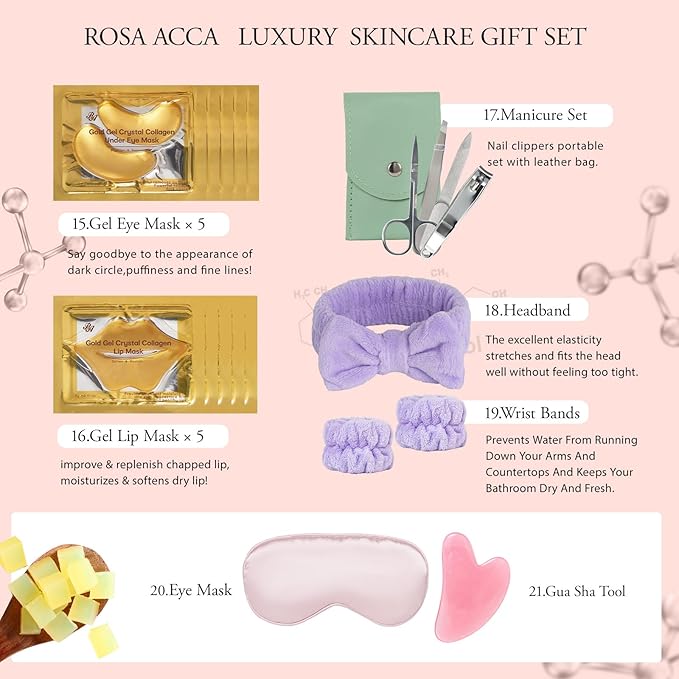 42 Pcs Mother's Day Gifts, Super Fruit Bath and Body Spa Gift Basket Set for Women, Facial Skin Care Kit, Self-Care Gifts Basket Set, Lip Gloss, Face Sheet Mask, Birthday, Christmas, Anniversary, Mom