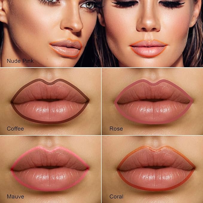 Lip Stain - Lip Liner Stain, Long Lasting Peel Off Lip Stain, Natural Matte Peel Off Lip Liner Stain, Waterproof, Transfer-proof, Easy to Use, Long Wear Lip Tattoo, Warm Gifts for Women (Rose)