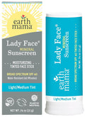 Earth Mama Lady Face Tinted Mineral Sunscreen Stick SPF 40-0.74 oz - Light/Medium Tint - Non-Nano Zinc - Broad Spectrum Face Sunscreen - Blends with Most Skin Tones