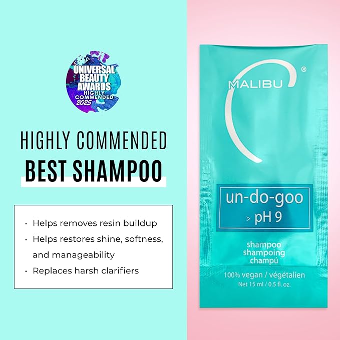 Malibu C Un-Do-Goo Clarifying Shampoo - Removes Product Build Up and Resins from Hair - Shine Restoring, Sulfate-Free Cleanser (12 Packets)