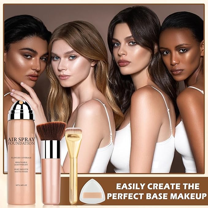 AIUEO Airbrush Foundation Makeup Spray for Mature Skin Lightweight Full Coverage Airbrush Flawless Setting Spray Foundation Makeup-05 Light