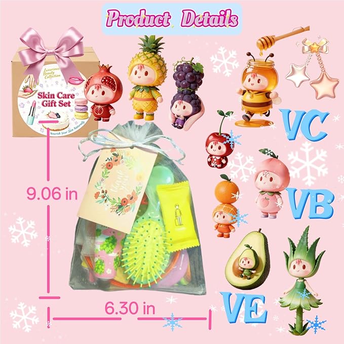 204PCS Spa Party Supplies for Women, Spa Party Favors Include Facial Masks,Under Eye Patches, Lip Balm, Hair Rings, Makeup Mirrors, Hand Cream, Mini Hair Brush for Women, Sleepover Party Women