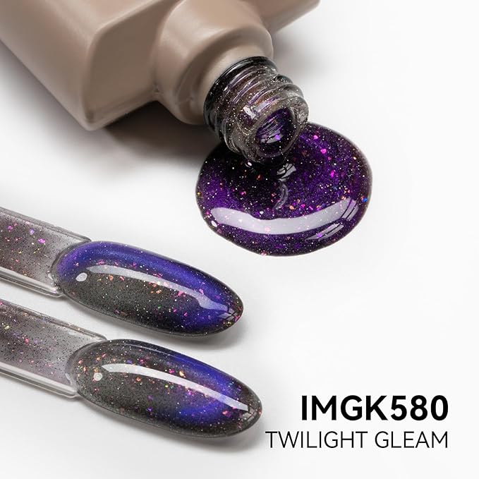 MAYCHAO 15ML Twilight Gleam Cat Eye Gel Nail Polish 1Pc Chameleon Purple Blue Cat Eye Gel Polish with Magnet Soak off Holographic Magnetic Nail Polish for Nail Art Manicure Salon DIY at Home, 0.5 OZ