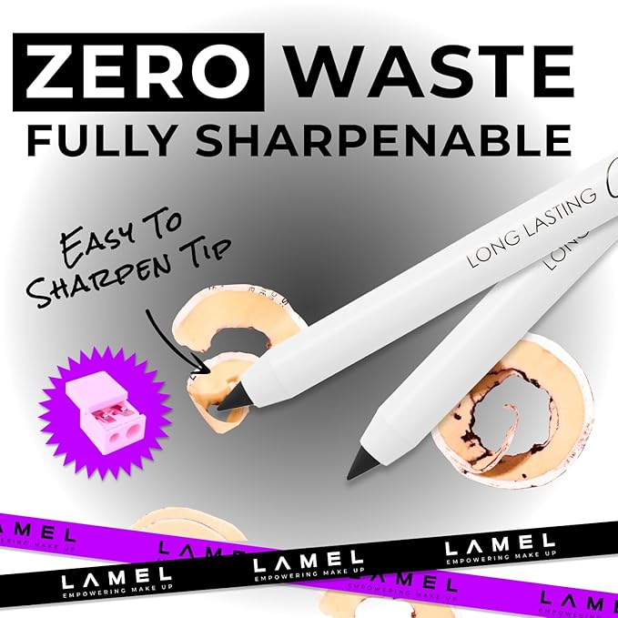 Lamel No Smudge Gel Eyeliner - Deep Black - Waterproof Eyeliner Pencil - 10-Hour Wear, Sharpenable, Contact Lens Friendly, Vegan - Creamy & Sweat Proof Pencil - Highly Pigmented - 401 Shade