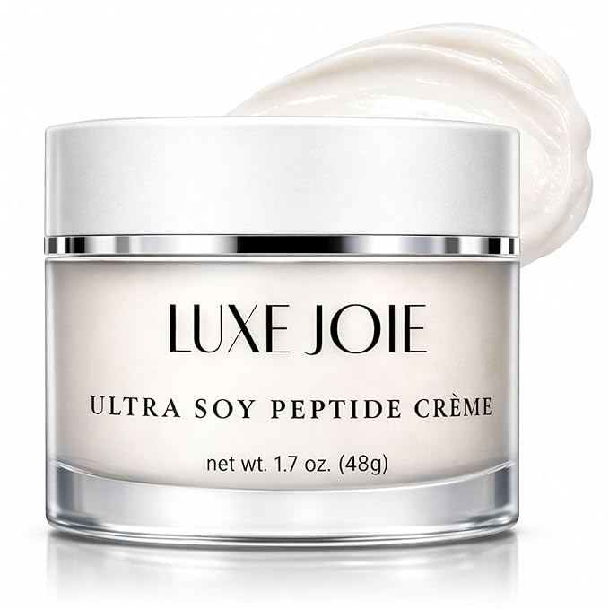 LuxeJoie Peptide Face Cream – Matrixyl Peptide Moisturizer for Mature Skin – Firming Anti Aging Moisturizer with Alpha Lipoic Acid Ultra Soy Peptide Creme – 1.7 oz