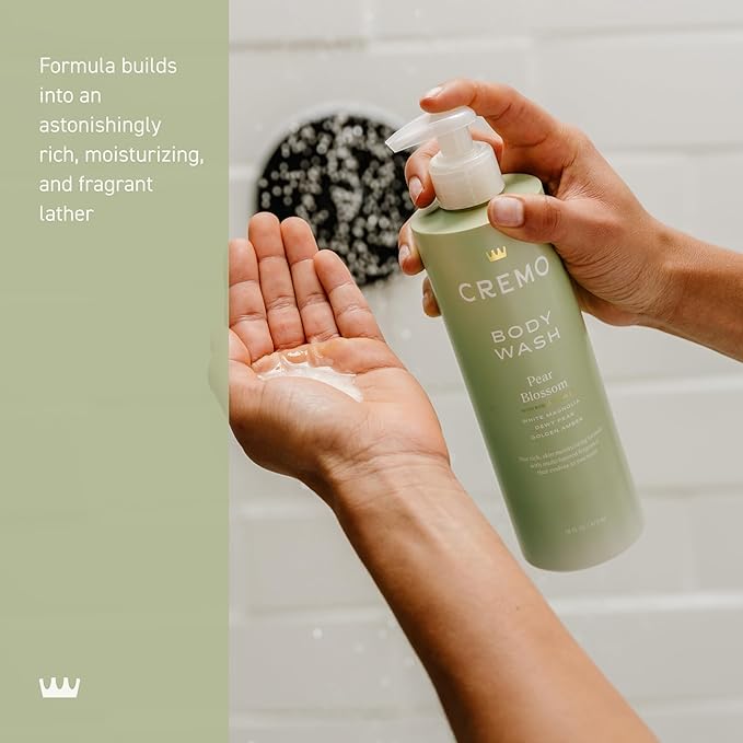 Cremo Pear Blossom Skin Moisturizing Body Wash for Women, Notes of Delicate Petals of Pear Blossoms, 16 Fl Oz