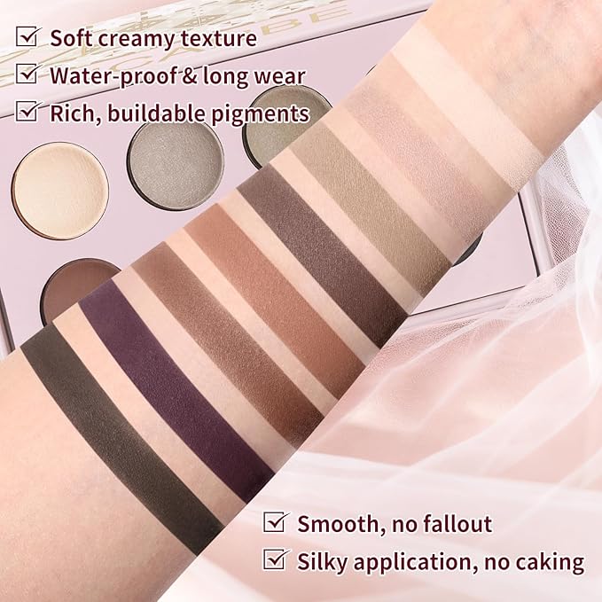UCANBE Baked Matte Eyeshadow Palette Set, Finish Neutral Smoky Eye Shadow Pallet, High Pigment Makeup Palette, Soft Blendable & Long-Lasting (01 All Matte)