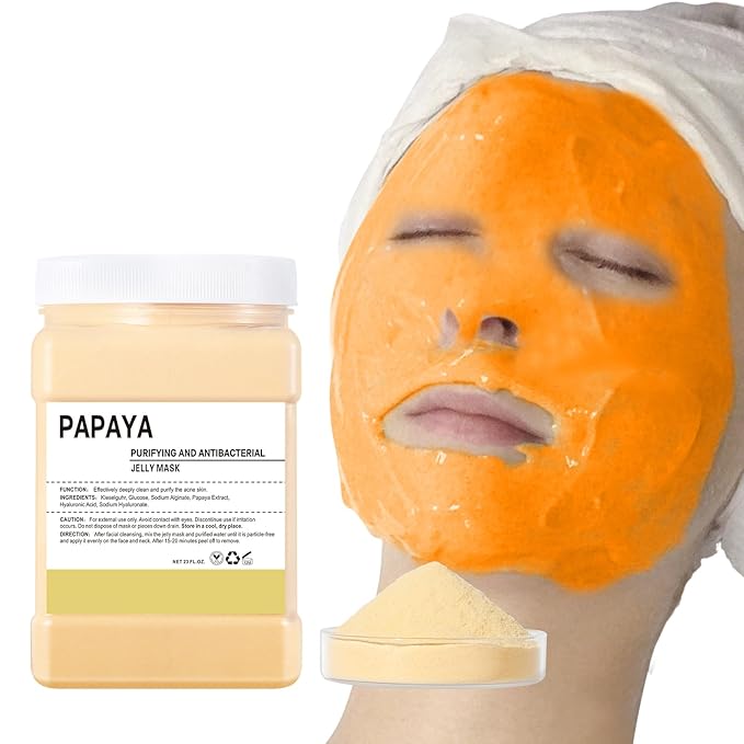 Hydro Jelly Masks for Women Home Spa,Hydrating & Moisturizing Peel-Off Rubber Gel Face Mask Skin Care,Professional Jelly Mask for All Skin Types 23 Fl Oz（ Papaya）