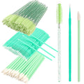 300 PCS Eyelash Extension Supplies Kit, Disposable Micro Applicator Brush, Eyebrow Spoolie, Lip Brush, Mascara Wand Applicator (light green kits)