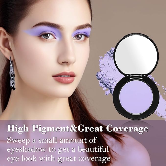 MEICOLY Light Purple Eyeshadow with Mirror,Matte Violet Lavender Eye Shadow Palette,Lilac Purple Powder Makeup for Women and Girls,Eye Makeup Eyelid Color,High Pigment,Long Wearing,Waterproof