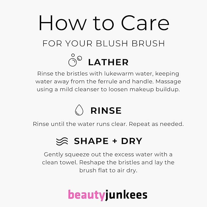 Beauty Junkees Angled Blush Brush for Cream, Liquid, Powder Makeup, Dense Synthetic Bristles to Stipple and Blend for Buildable Pigmented Color